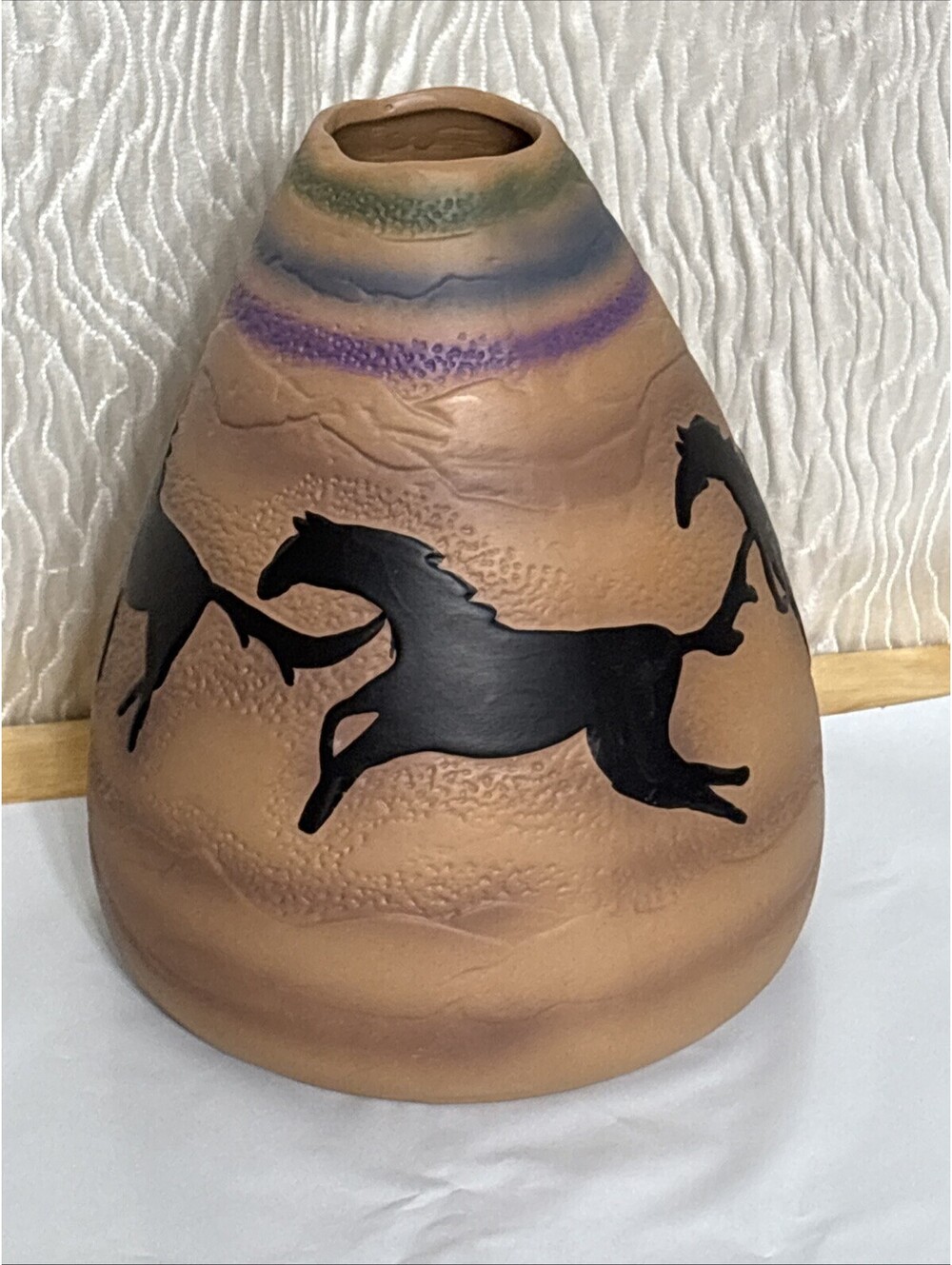 Vintage Trippies Inc Vase With Horse Motif-8.5” Tall - 6” Wide